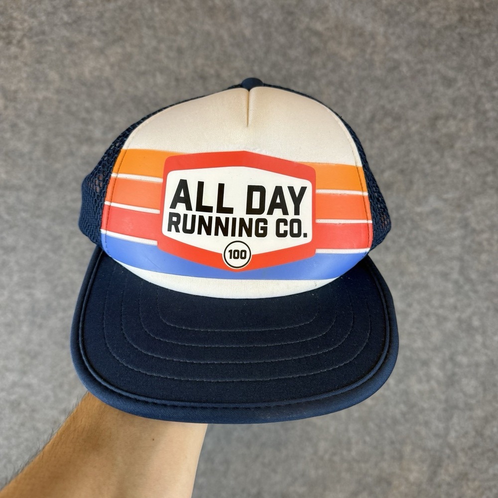 All Day Running Co Legacy Hat Trucker Retro Cap Blue Adjustable Outdoor